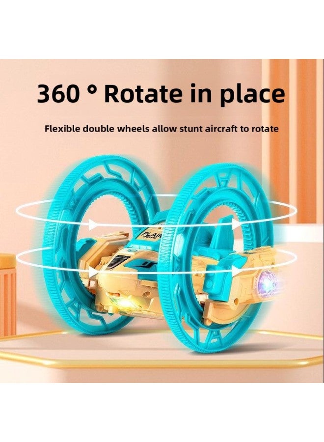 Tumbling Stunt Aircraft Children's Electric Sound And Light Cool Double-sided Rotating Boys And Girls Toys Wholesale-Color:Tumble Plane-Blue - Image 4