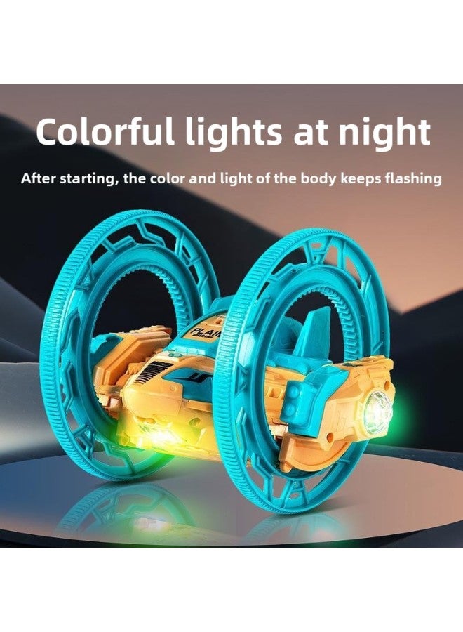 Tumbling Stunt Aircraft Children's Electric Sound And Light Cool Double-sided Rotating Boys And Girls Toys Wholesale-Color:Tumble Plane-Blue - Image 5