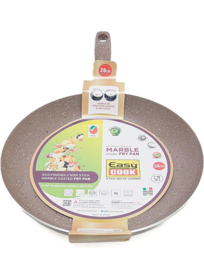 إيزي كوك مقلاة إيزي كوك الرخامية المفتوحة 28 سم | مقلاة غير لاصقة مطلية بالرخام | مناسبة لجميع أنواع المواقد | مقبض مقاوم للحرارة | مقلاة مطلية بالرخام - Image 3