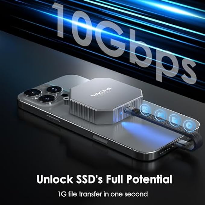 rayihni MAGNETIC M.2 2230 NVME/SATA SSD ENCLOSURE, 10GBPS USB C 3.2 GEN2 ADAPTER, ALUMINUM EXTERNAL CASE FOR IPHONE 16/15 PRO MAX PRORES, SUPPORTS M AND B+M KEY NVME SSD & B+M KEY SATA SSD(UP TO 8TB) - Image 2