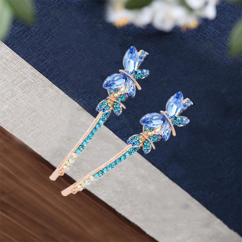 4 Pairs Hair Clips Women Rhinestone Butterflies Hair Barrettes Hair Accessories - Image 2