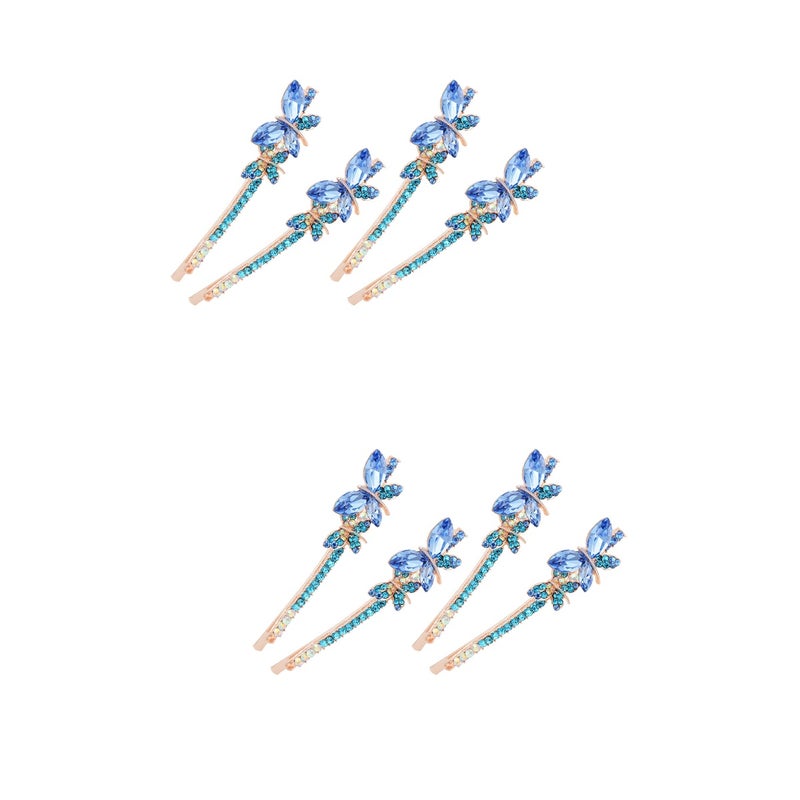 4 Pairs Hair Clips Women Rhinestone Butterflies Hair Barrettes Hair Accessories - Image 1
