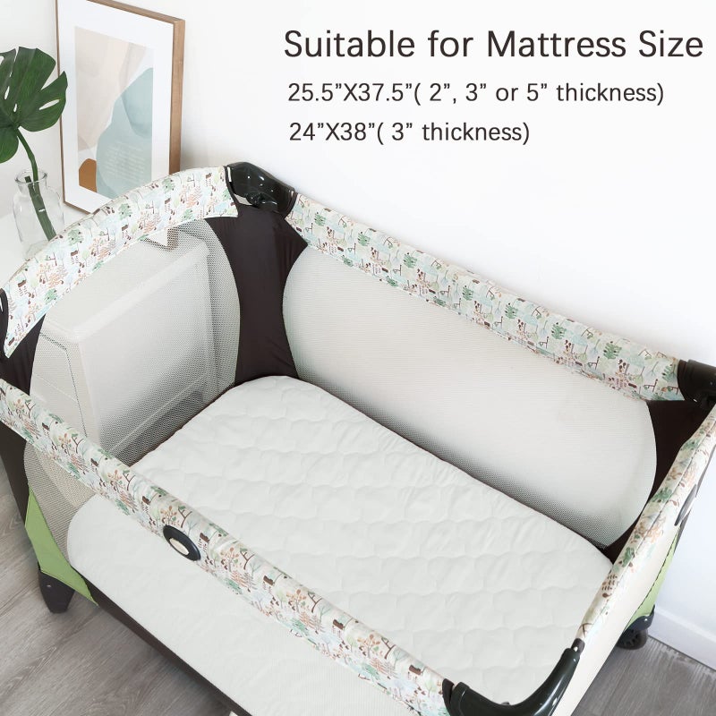 Biloban Pack and Play Sheets and Waterproof Pack n Play Mattress Protector Pad Cover 4 Pack Set, Ultra Soft Pack n Play Mattresses Sheets Compatible with Graco Pack n Play, Grey&Navy - Image 5