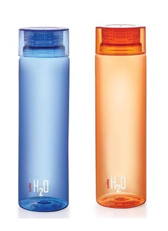 Cello Cello H2O 1 Litre Water Bottle (Pack of 2) (Blue and Orange) 