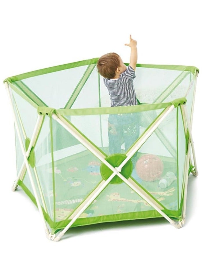 قفص لعب للأطفال بارتفاع أمان 75 سم مع بساط زحف و100 كرة ملونة – ساحة آمنة وقابلة للطي للعب في الداخل والخارج - Image 1