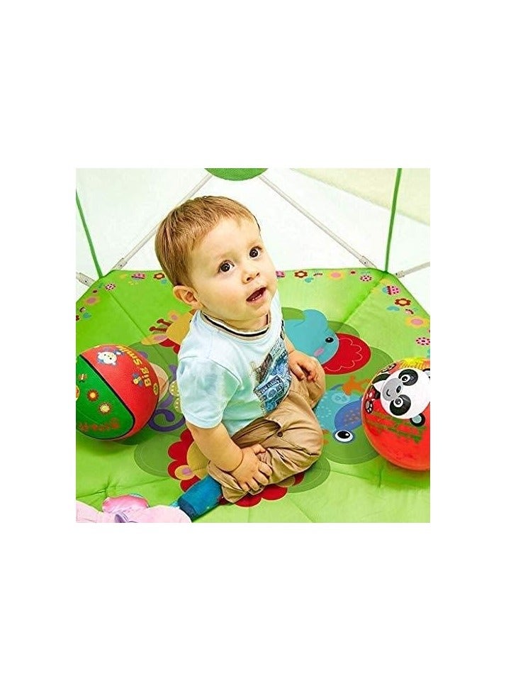 قفص لعب للأطفال بارتفاع أمان 75 سم مع بساط زحف و100 كرة ملونة – ساحة آمنة وقابلة للطي للعب في الداخل والخارج - Image 5