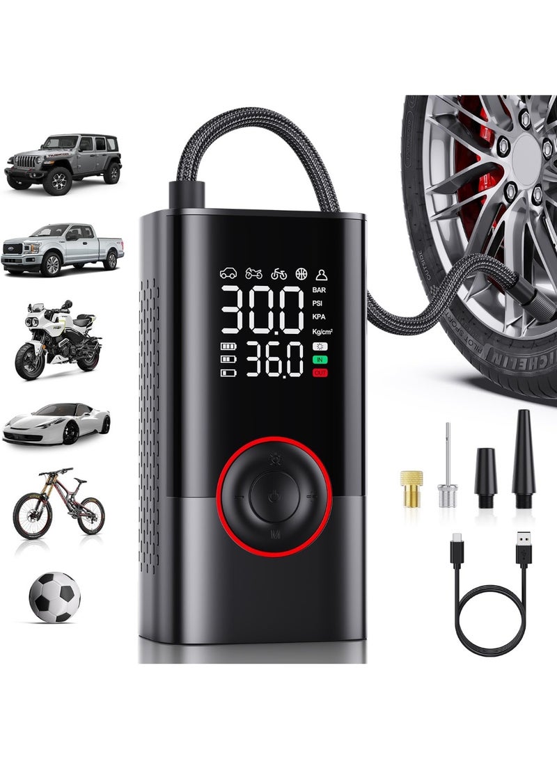 Tire Inflator Portable Air Compressor 150 PSI - Portable Cordless Mini Air Pump with Digital Pressure Gauge, 150PSI 3X Fast Inflation and Auto Shutoff Function Tires Pump for Cars - Image 1