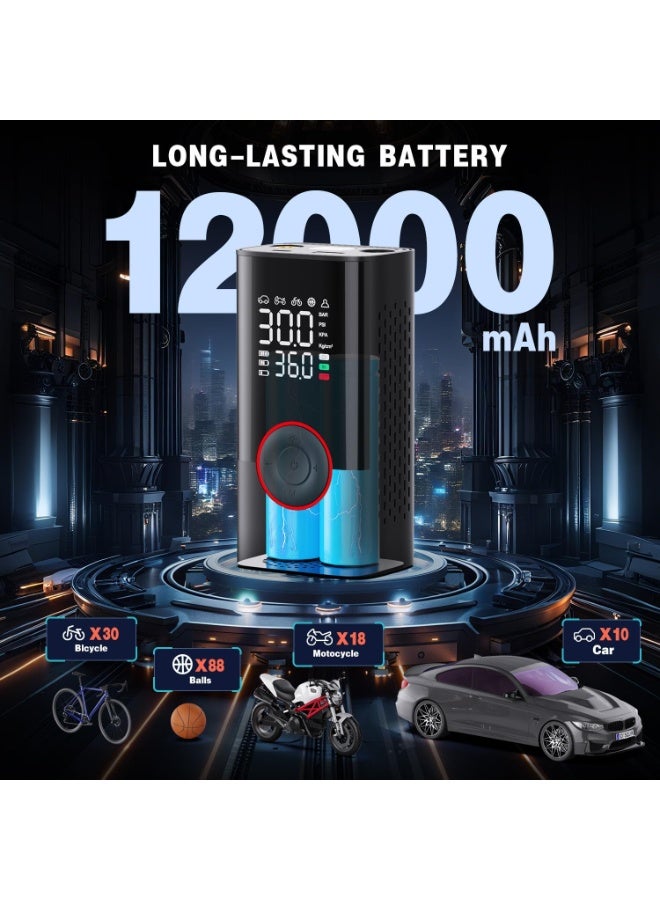 Tire Inflator Portable Air Compressor 150 PSI - Portable Cordless Mini Air Pump with Digital Pressure Gauge, 150PSI 3X Fast Inflation and Auto Shutoff Function Tires Pump for Cars - Image 2