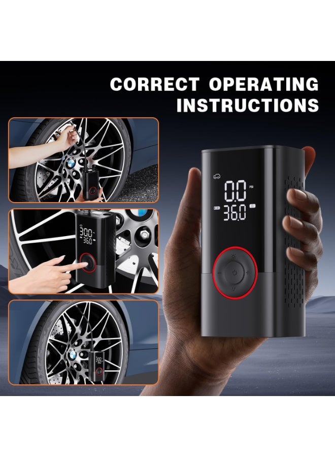 Tire Inflator Portable Air Compressor 150 PSI - Portable Cordless Mini Air Pump with Digital Pressure Gauge, 150PSI 3X Fast Inflation and Auto Shutoff Function Tires Pump for Cars - Image 4