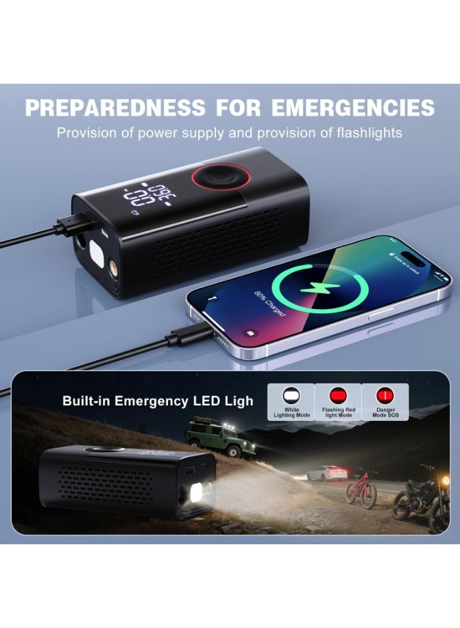 Tire Inflator Portable Air Compressor 150 PSI - Portable Cordless Mini Air Pump with Digital Pressure Gauge, 150PSI 3X Fast Inflation and Auto Shutoff Function Tires Pump for Cars - Image 5