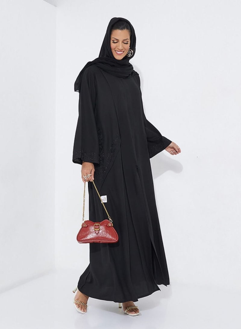 Black Embroidery Abaya with Wide Sleeves