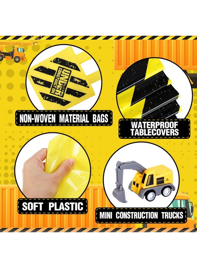 Sratte Sratte 122 Pcs Construction Birthday Party Supplies 12 Construction Hats, 12 Construction Vests, 12 Tote Bags, 24 Construction Toys, 12 Slap Bracelets, 12 Keychain, 12 Sticker, 24 Stamps, 2 Tablecloth  - Image 3