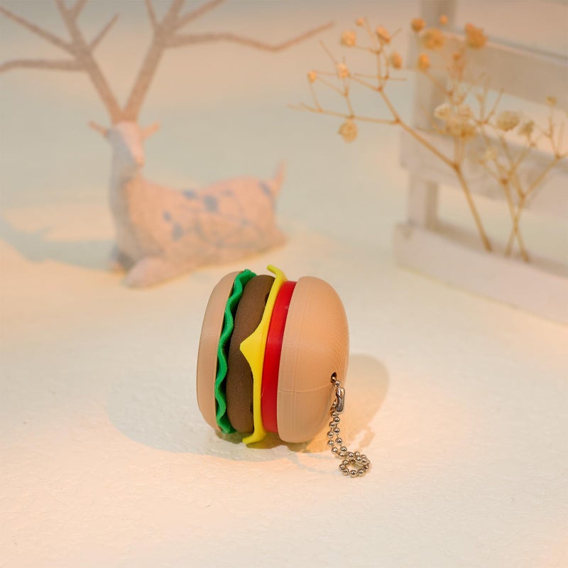 minihope Burger Click Keychain Fidget â€“ Funny Stress Relief Gadget for Adults â€“ Satisfying Press Sound â€“ PLA Mini Toy for Bag & Desk - Image 4