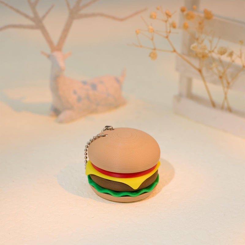 minihope Burger Click Keychain Fidget â€“ Funny Stress Relief Gadget for Adults â€“ Satisfying Press Sound â€“ PLA Mini Toy for Bag & Desk - Image 3