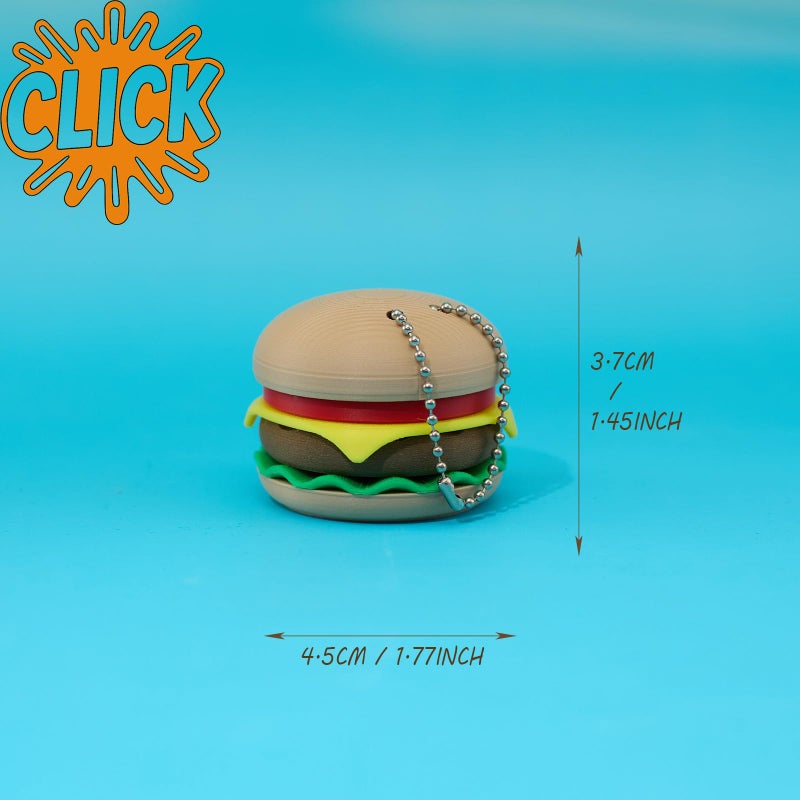 minihope Burger Click Keychain Fidget â€“ Funny Stress Relief Gadget for Adults â€“ Satisfying Press Sound â€“ PLA Mini Toy for Bag & Desk - Image 5