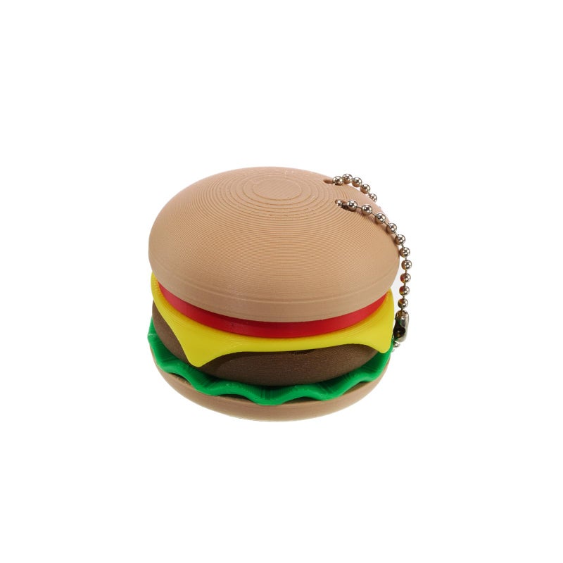 minihope Burger Click Keychain Fidget â€“ Funny Stress Relief Gadget for Adults â€“ Satisfying Press Sound â€“ PLA Mini Toy for Bag & Desk - Image 1