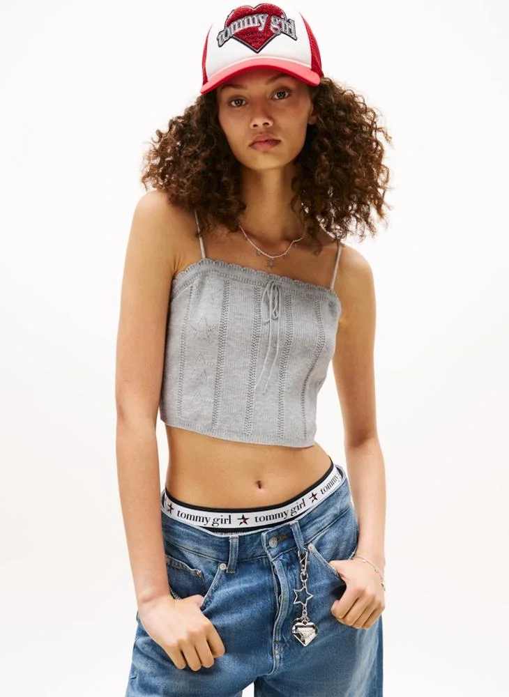 تومي جينز Drawstring Detailed Pointelle Cami Top