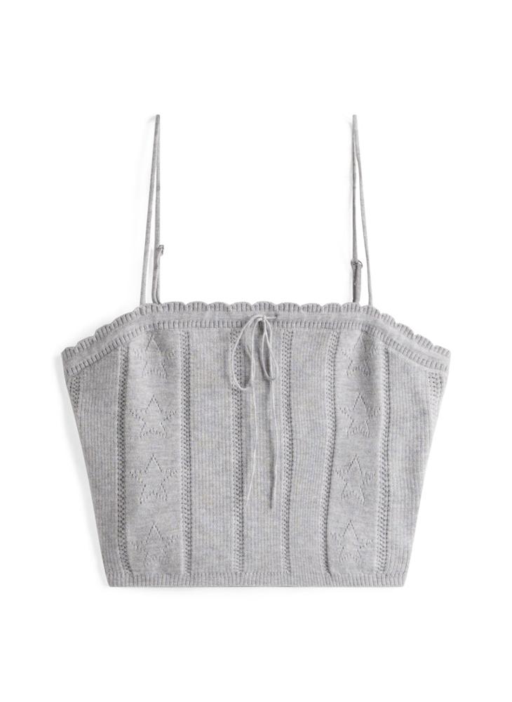 TOMMY JEANS Tommy Girl Drawstring Detailed Pointelle Cami Top - Image 4