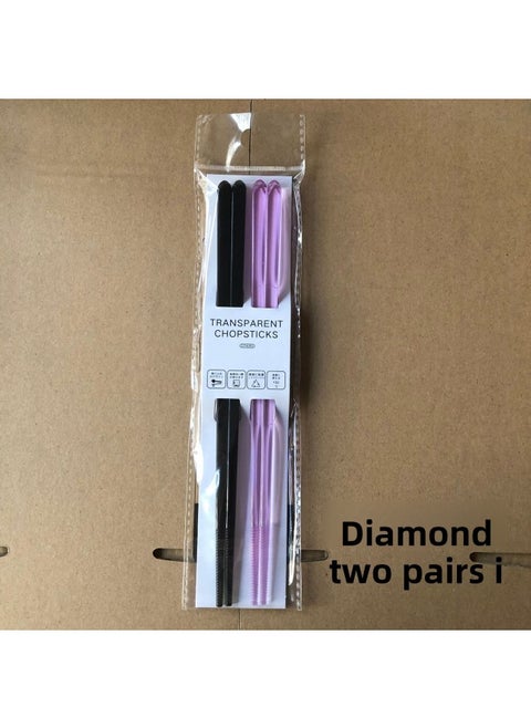 Japanese-style High-grade Transparent Color Pointed Non-slip Chopsticks Resin Clear Crystal Texture Can Be Dishwasher Lovers Food-Color:Diamond Chopsticks Two Pairs I
