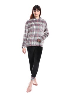 Self Pattern Slip On Hooded Pajama Set