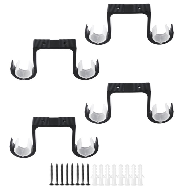 AddGrace Heavy Duty Double Curtain Rod Holders 4 PackCeiling Curtain Rod Brackets Drilled Aluminum Alloy for Bedroom Living RoomBlack