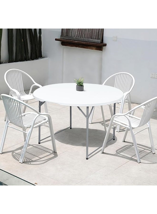 فكسر طاولة فعاليات بلاستيكية قابلة للطي من FIXER لجميع المناسبات، طاولة مأدبة قابلة للطي ومحمولة للاستخدام الداخلي والخارجي | أبيض | القطر 150 × 75 سم - Image 1