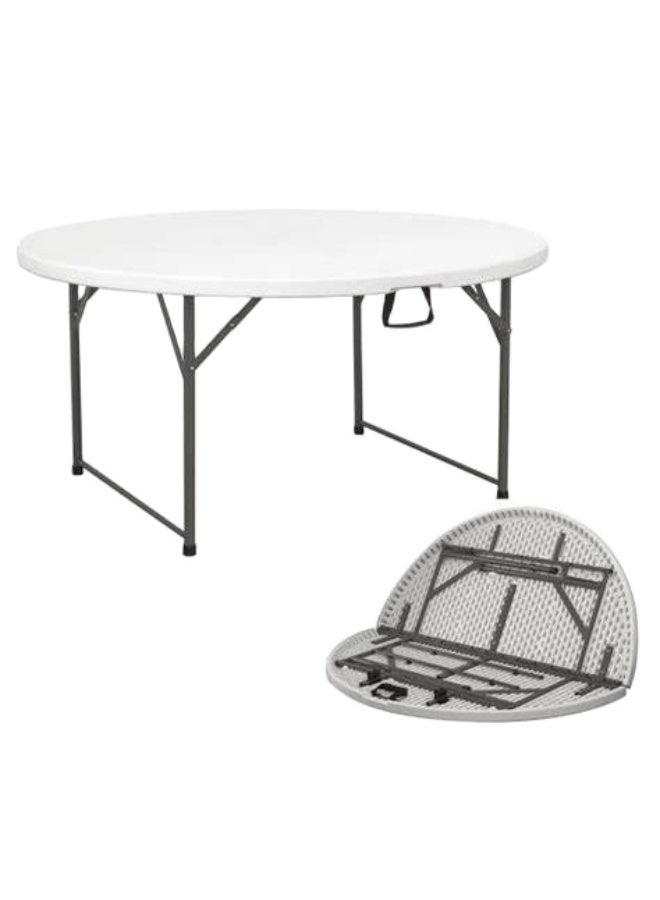 فكسر طاولة فعاليات بلاستيكية قابلة للطي من FIXER لجميع المناسبات، طاولة مأدبة قابلة للطي ومحمولة للاستخدام الداخلي والخارجي | أبيض | القطر 150 × 75 سم - Image 4