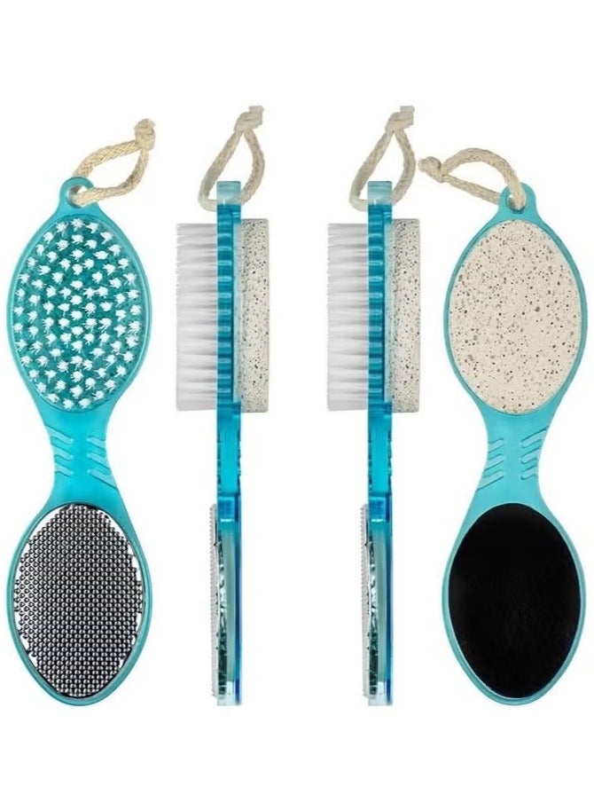 فرشاة باديكير 4 في 1 مع حجر الخفاف، ومقشر، ومبرد للعناية الناعمة؛ فرشاة مانيكير متعددة الأغراض لتنظيف وتلميع القدمين والأصابع والأظافر - Image 1