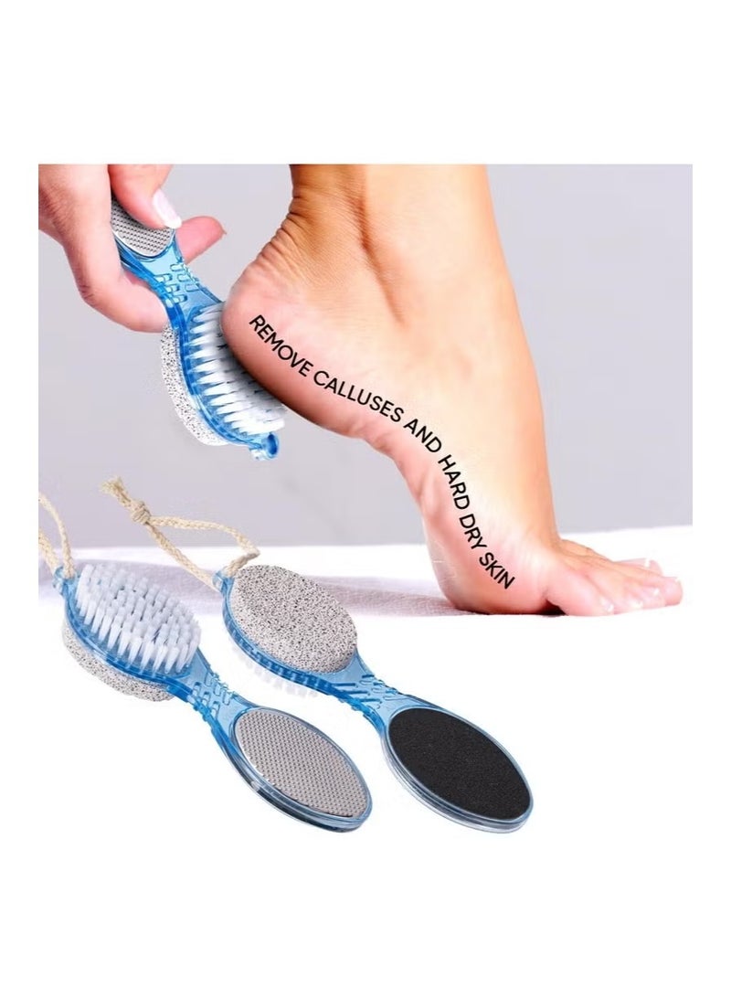 فرشاة باديكير 4 في 1 مع حجر الخفاف، ومقشر، ومبرد للعناية الناعمة؛ فرشاة مانيكير متعددة الأغراض لتنظيف وتلميع القدمين والأصابع والأظافر - Image 2