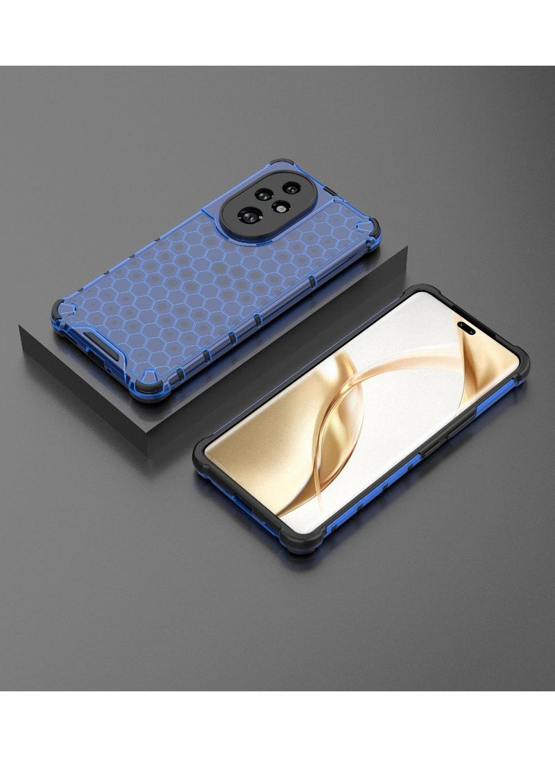 جراب حماية بتصميم خلية النحل، مقاوم للصدمات مع حماية للكاميرا متوافق مع Honor 200 Pro (ازرق) - Image 2