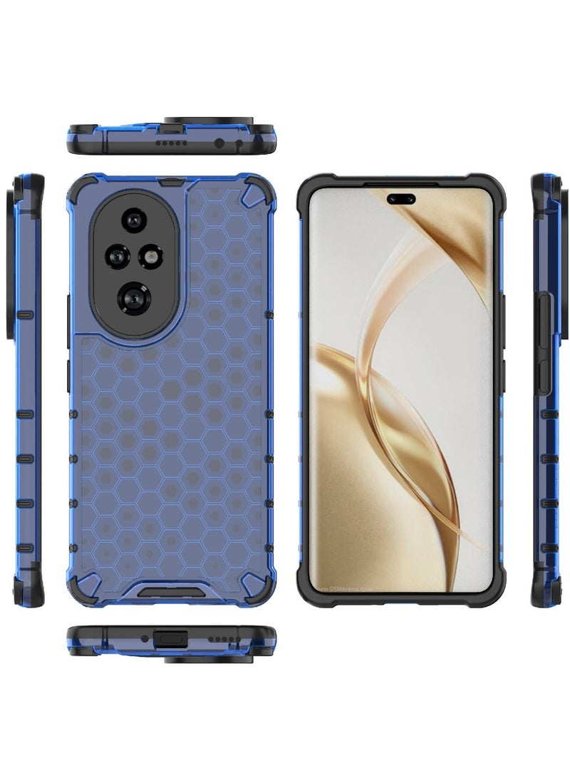 جراب حماية بتصميم خلية النحل، مقاوم للصدمات مع حماية للكاميرا متوافق مع Honor 200 Pro (ازرق) - Image 1