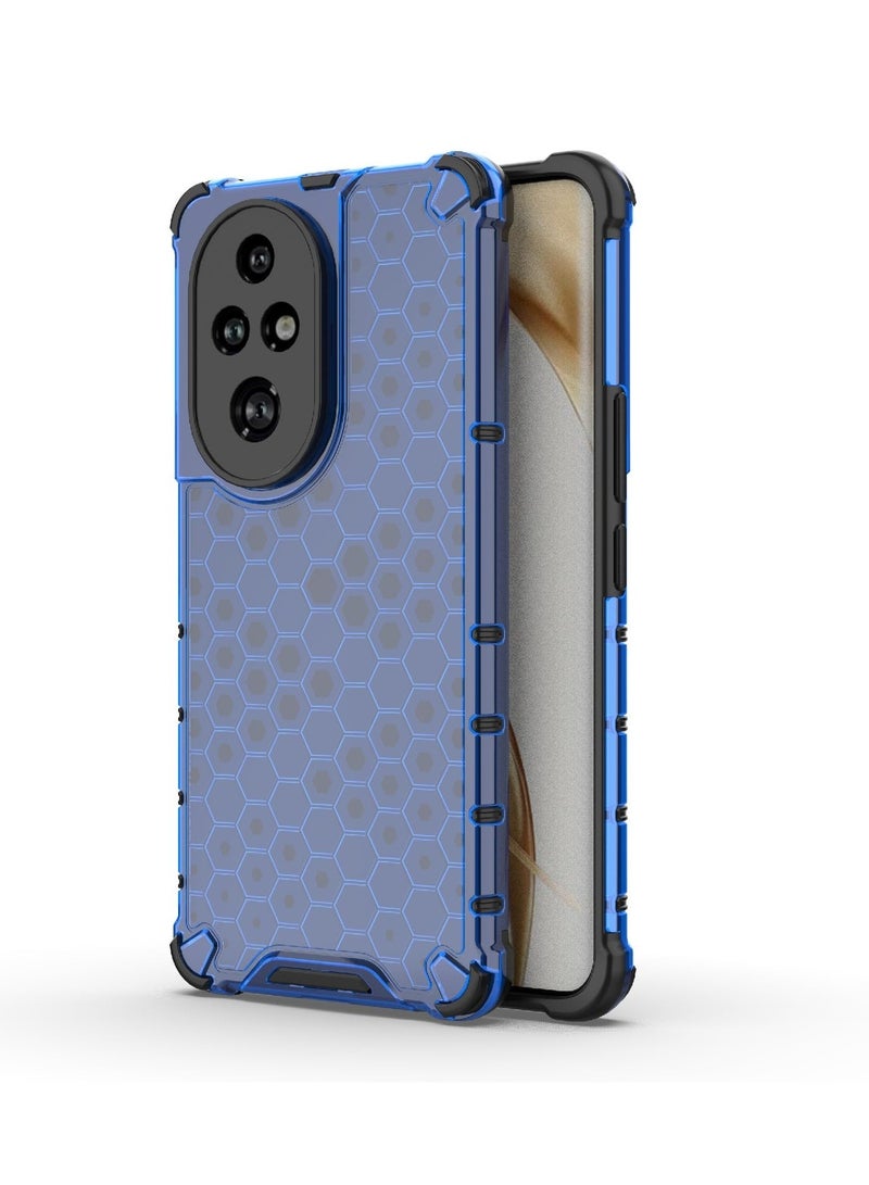 جراب حماية بتصميم خلية النحل، مقاوم للصدمات مع حماية للكاميرا متوافق مع Honor 200 Pro (ازرق) - Image 3