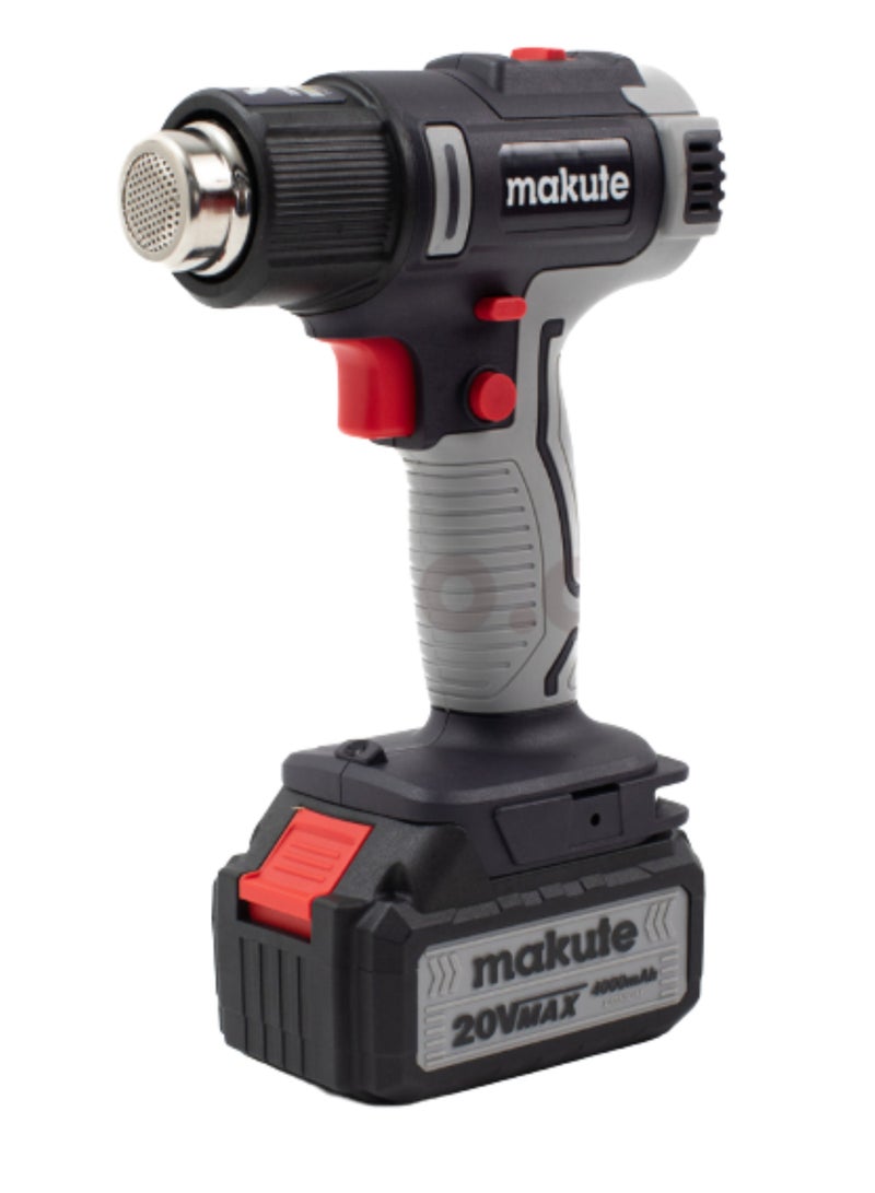 ماكيوت مسدس هواء ساخن 20 فولت/ مسدس حراري مع 3 فوهات لدرجة الحرارة قابلة للتعديل، درجة حرارة 300-500 درجة مئوية، تدفق هواء 120-210 لتر/دقيقة، حماية من الحرارة الزائدة - CHG002-B - Image 1