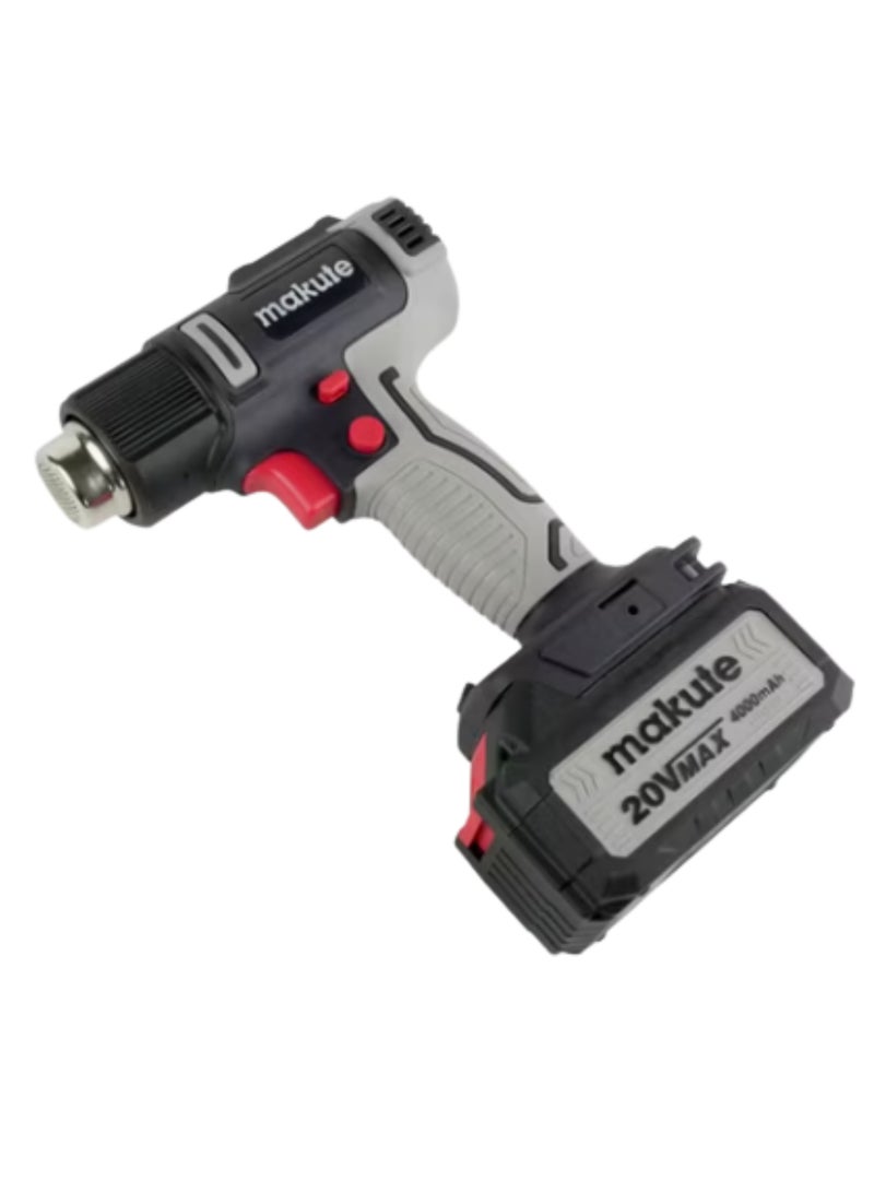 ماكيوت مسدس هواء ساخن 20 فولت/ مسدس حراري مع 3 فوهات لدرجة الحرارة قابلة للتعديل، درجة حرارة 300-500 درجة مئوية، تدفق هواء 120-210 لتر/دقيقة، حماية من الحرارة الزائدة - CHG002-B - Image 2