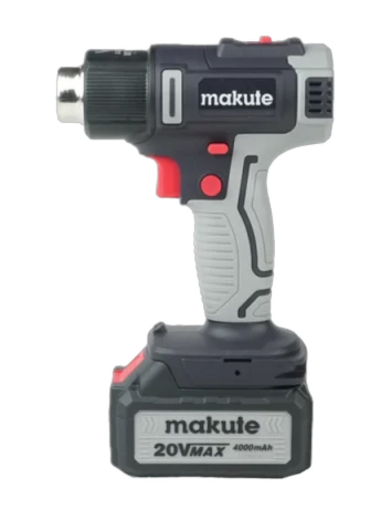 ماكيوت مسدس هواء ساخن 20 فولت/ مسدس حراري مع 3 فوهات لدرجة الحرارة قابلة للتعديل، درجة حرارة 300-500 درجة مئوية، تدفق هواء 120-210 لتر/دقيقة، حماية من الحرارة الزائدة - CHG002-B - Image 3