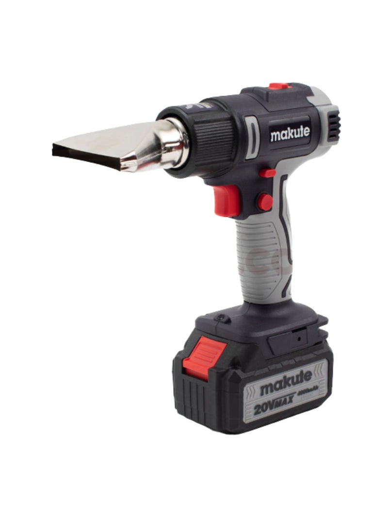 ماكيوت مسدس هواء ساخن 20 فولت/ مسدس حراري مع 3 فوهات لدرجة الحرارة قابلة للتعديل، درجة حرارة 300-500 درجة مئوية، تدفق هواء 120-210 لتر/دقيقة، حماية من الحرارة الزائدة - CHG002-B - Image 5