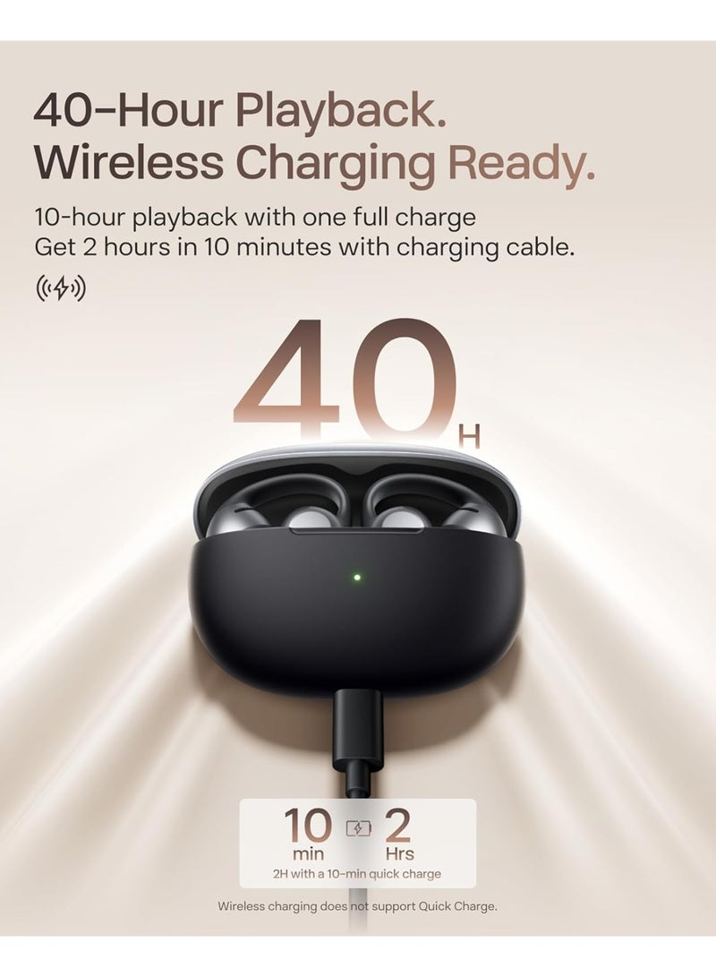 شوكز سماعات أذن مفتوحة OpenDots ONE، صوت دولبي متميز، سماعات أذن قابلة للتعليق 6.5 جرام، 40 ساعة من وقت التشغيل، بلوتوث 5.4، سماعات لاسلكية مع ميكروفون، شحن سريع، IP54، مع قطعة قماش للتنظيف، للتنقل - Image 2