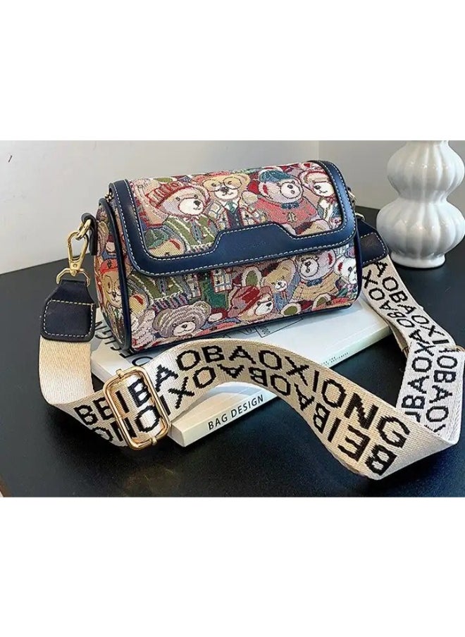 Rup Art Cartoon Bear Purses Ladies Handbags Embroidery Cosmetic Bag For Women Handbag  - Image 4