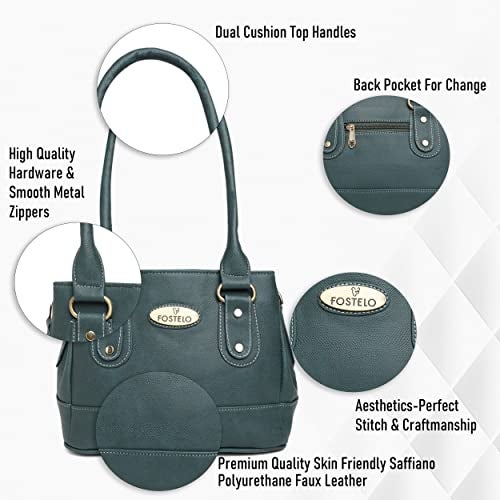 Fostelo Women's Bowie Satchel Tote Handbag for Women | Ladies Purse | Stylish Shoulder Bag | Gift For Women | Green - Image 2