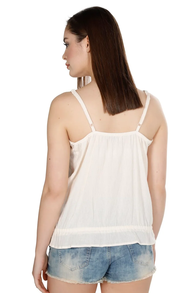 اليش شيل بيزي Strap Sile Cloth Drop Blouse Cream Cream