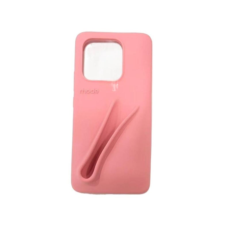 Silicone Protective Case for Redmi Note 14 Pro with Card Holder and Kickstand plus Lipstick Design plus Lanyard in Plum - Image 2
