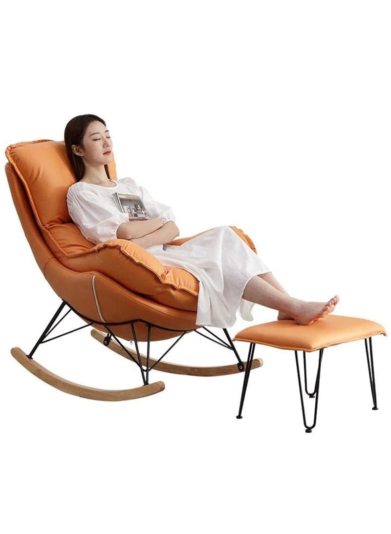 كرسي أريكة فردي كرسي هزاز أثاث غرفة المعيشة كرسي بذراعين كرسي الترفيه كرسي غرفة المعيشة (برتقالي + مسند للقدمين) - Image 1