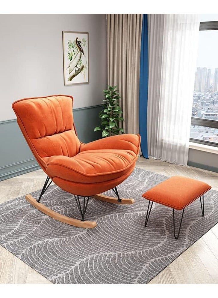 كرسي أريكة فردي كرسي هزاز أثاث غرفة المعيشة كرسي بذراعين كرسي الترفيه كرسي غرفة المعيشة (برتقالي + مسند للقدمين) - Image 2