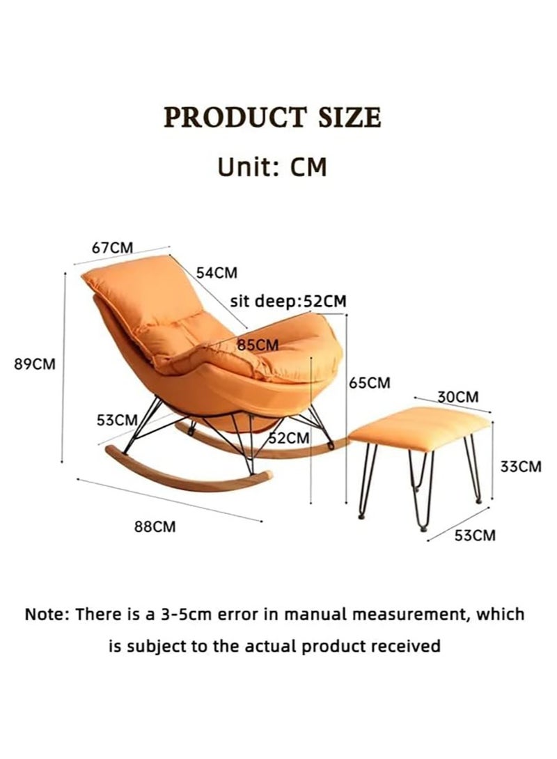 كرسي أريكة فردي كرسي هزاز أثاث غرفة المعيشة كرسي بذراعين كرسي الترفيه كرسي غرفة المعيشة (برتقالي + مسند للقدمين) - Image 3