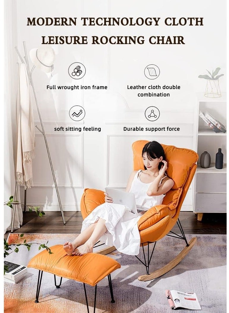 كرسي أريكة فردي كرسي هزاز أثاث غرفة المعيشة كرسي بذراعين كرسي الترفيه كرسي غرفة المعيشة (برتقالي + مسند للقدمين) - Image 5