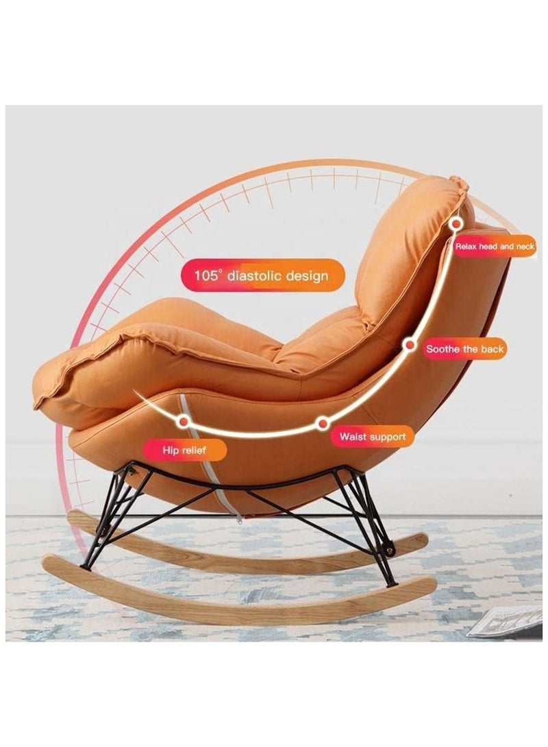 كرسي أريكة فردي كرسي هزاز أثاث غرفة المعيشة كرسي بذراعين كرسي الترفيه كرسي غرفة المعيشة (برتقالي + مسند للقدمين) - Image 4