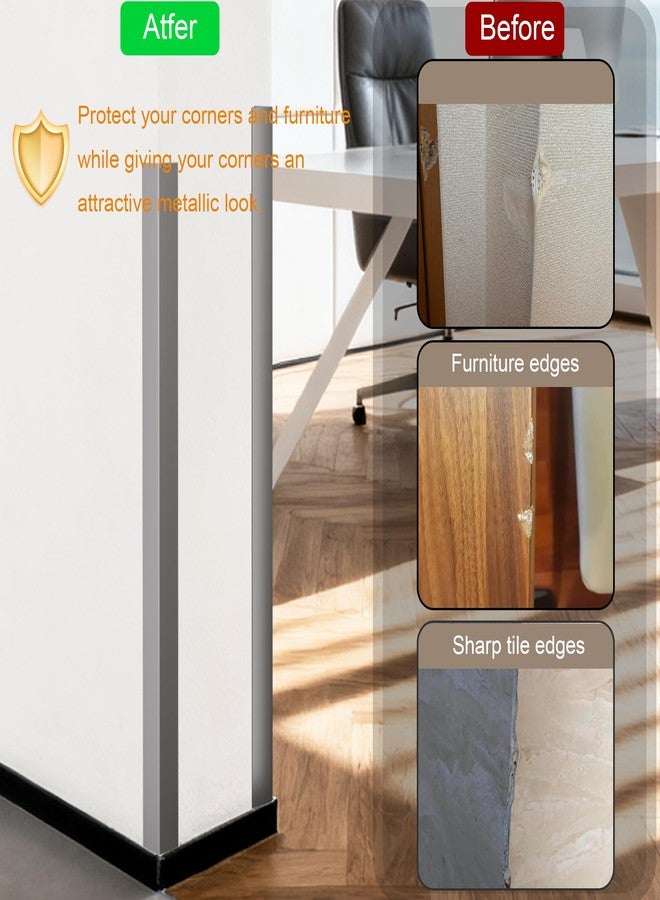 KTINITK 4Pcs 36" Metal Corner Protectors, Aluminum Self-Adhesive Corner Guards, for Edge Protection & Decoration on Walls, Furniture, Cabinets, Kitchen Islands (Gray, 36"x0.7"x0.7") - Image 5