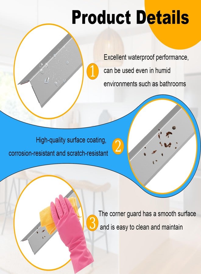 KTINITK 4Pcs 36" Metal Corner Protectors, Aluminum Self-Adhesive Corner Guards, for Edge Protection & Decoration on Walls, Furniture, Cabinets, Kitchen Islands (Gray, 36"x0.7"x0.7") - Image 3