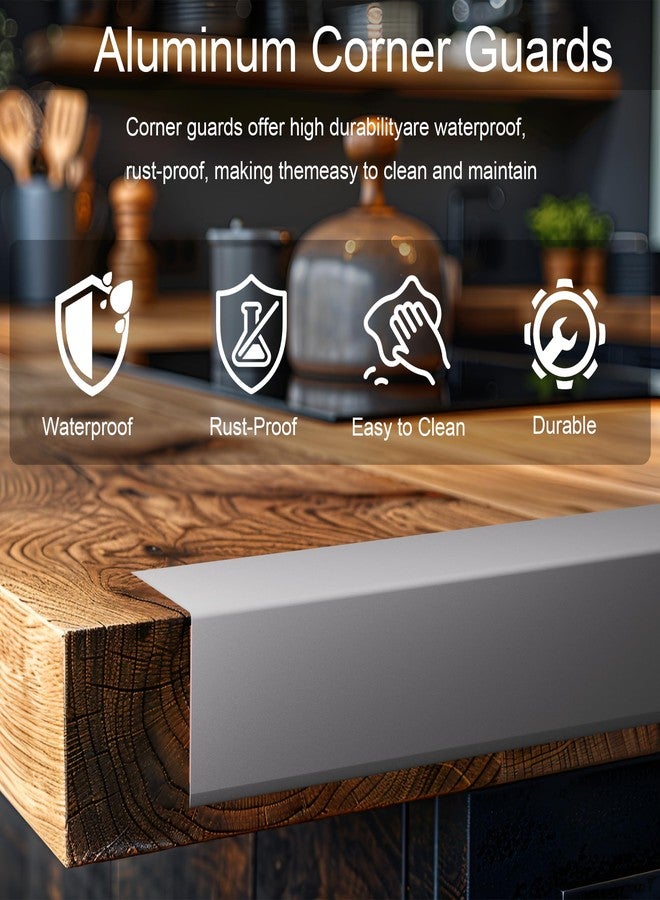 KTINITK 4Pcs 36" Metal Corner Protectors, Aluminum Self-Adhesive Corner Guards, for Edge Protection & Decoration on Walls, Furniture, Cabinets, Kitchen Islands (Gray, 36"x0.7"x0.7") - Image 2