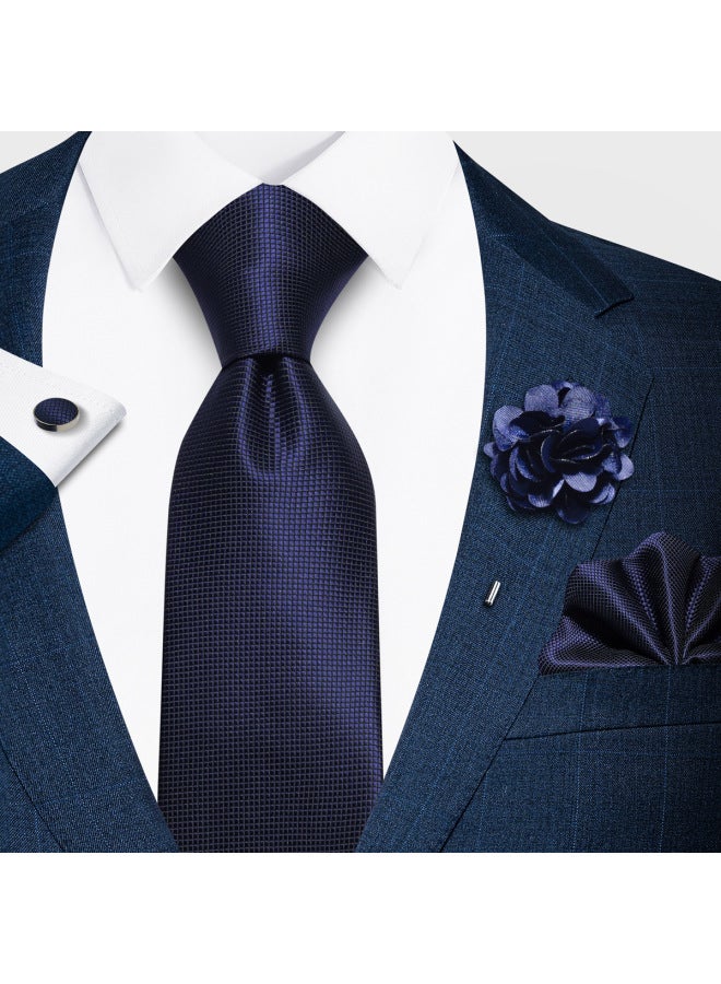 Fashion Men's Paisley Tie Suit Pocket Square Set 8cm Polyester Jacquard Business Formal Tie